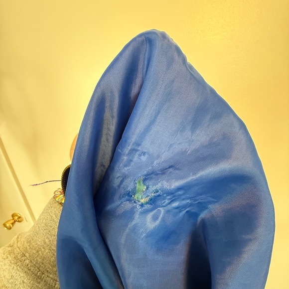 Patterned Blue and Green Bomber Jacket - Picture 6 of 6